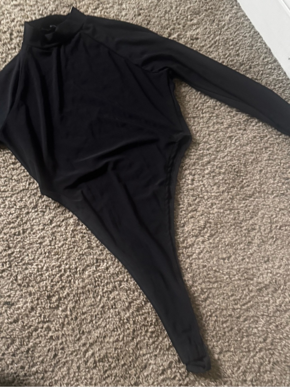 Black Long-Sleeve Mock Neck Bodysuit - Sleek Fitted Style